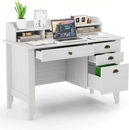 Computer Desk with 4 Drawers & Hutch