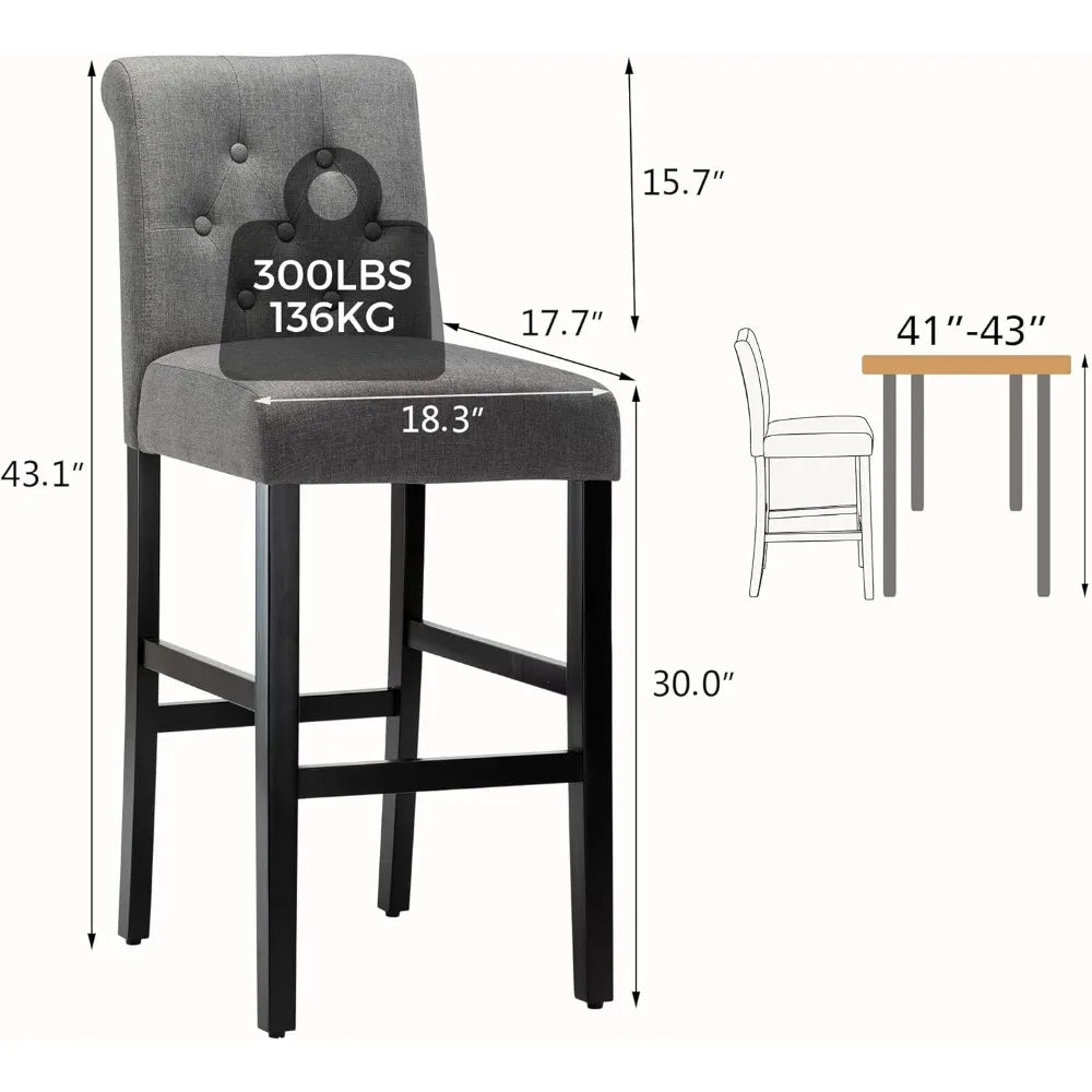 30'' Bar Stools with Button Tufted Back