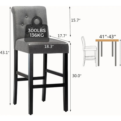 30'' Bar Stools with Button Tufted Back
