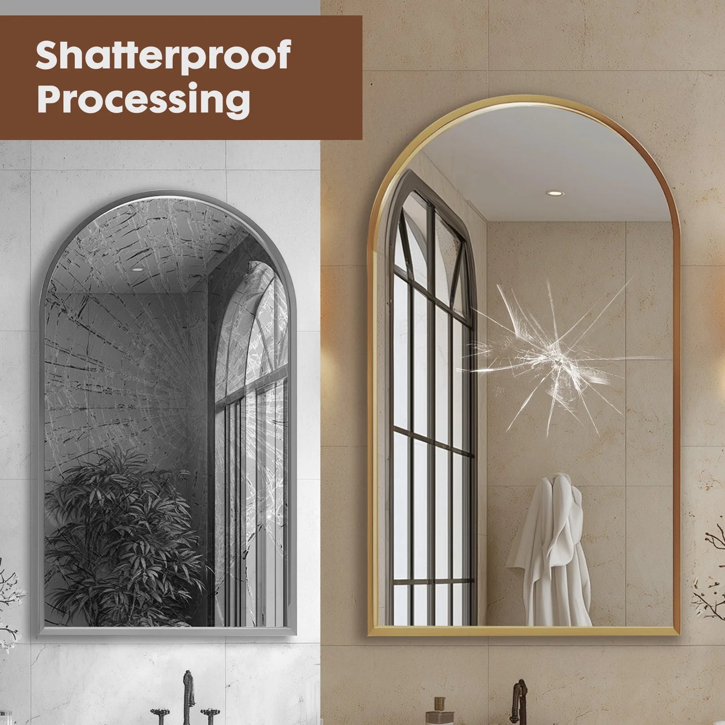 26"x38" Arched Metal Wall Framed Mirror
