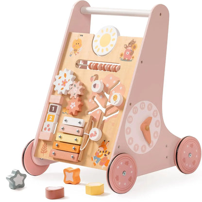 Wooden Baby Walker with Wheels Montessori Push Toys for Babies Learning to Walk Baby Walkers Activity Center