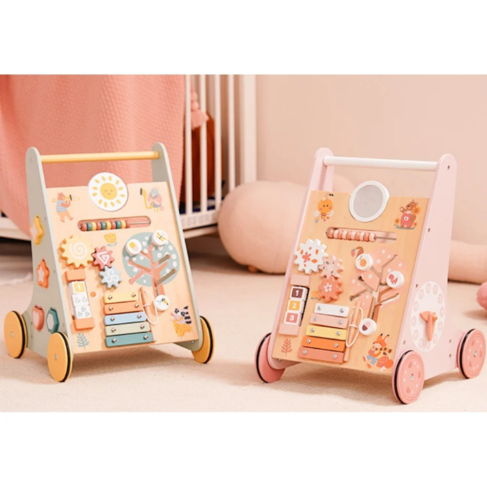 Wooden Baby Walker with Wheels Montessori Push Toys for Babies Learning to Walk Baby Walkers Activity Center