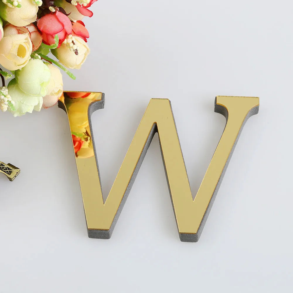 LETTERS
10CM 26 English Wall Sticker 3D Mirror Acrylic Gold Wall Sticker Decals Self-Adhesive