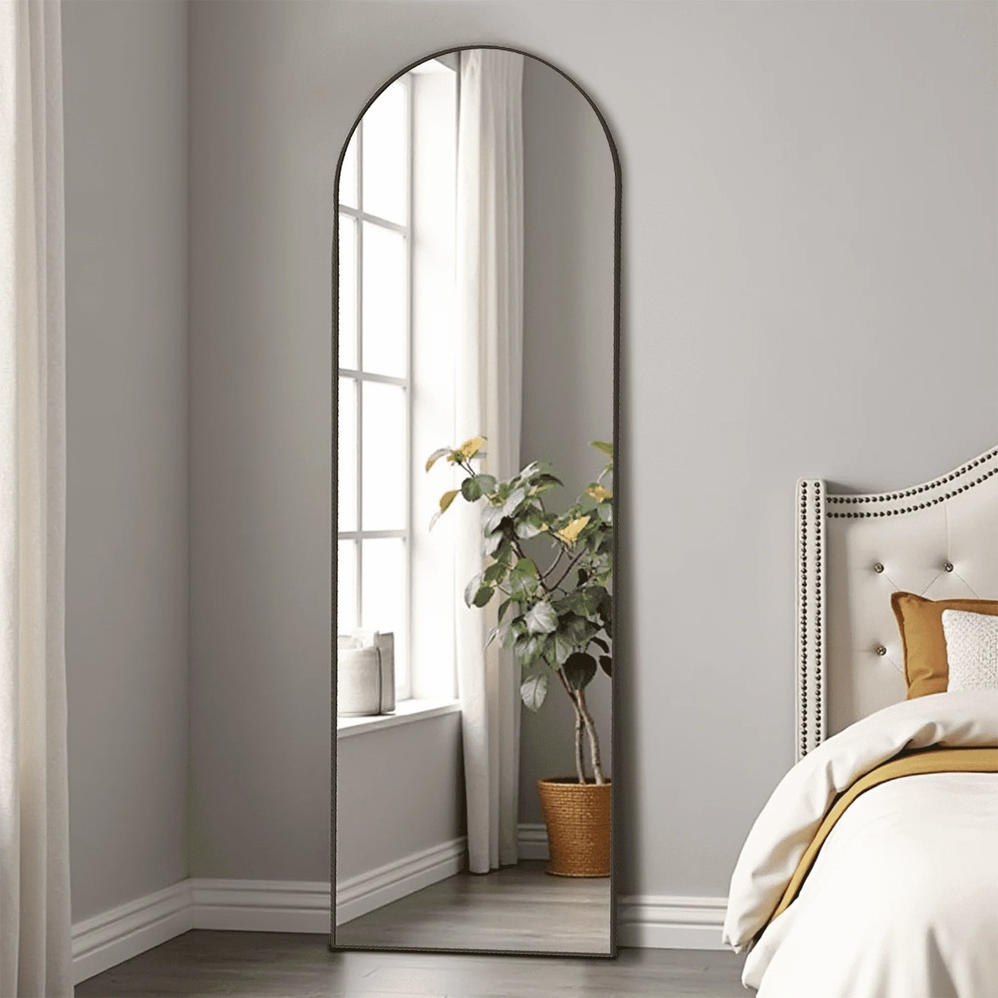 Arched Full Length Mirror Standing Full Body Mirror with Bracket