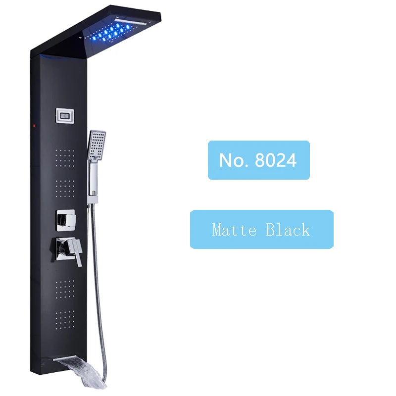 Luxury LED Spa Massage Jet Shower Head & Panel
