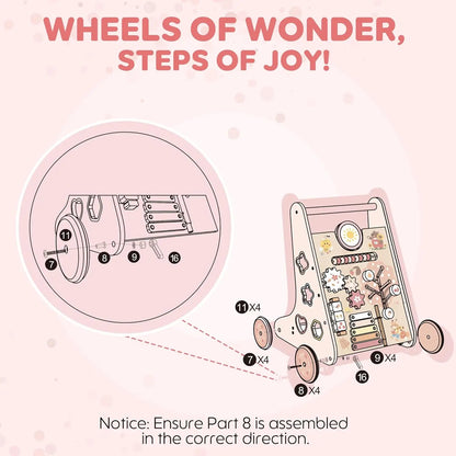 Wooden Baby Walker with Wheels Montessori Push Toys for Babies Learning to Walk Baby Walkers Activity Center