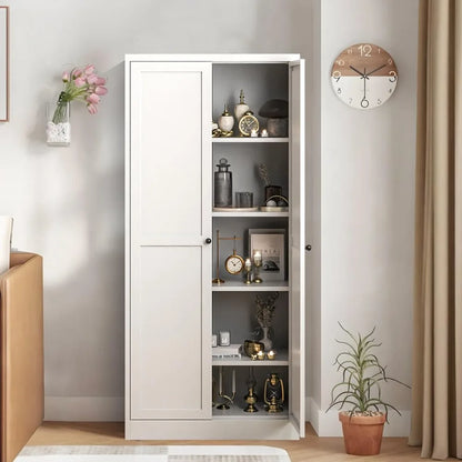 61" Tall Metal Cabinet with 4 Adjustable Shelves, Ideal Storage for Food,