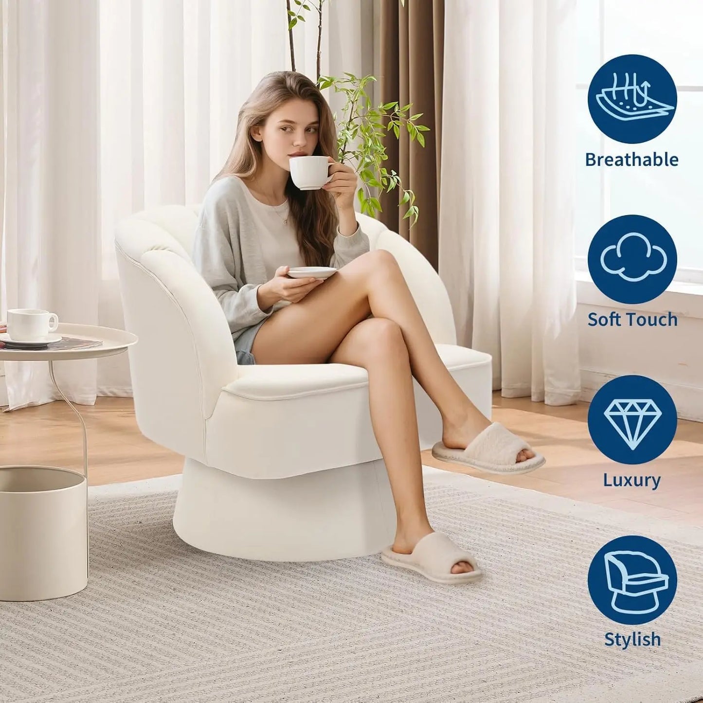 360° Swivel Barrel Round Accent Armchairs