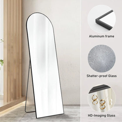 Arched Full Length Mirror Standing Full Body Mirror with Bracket