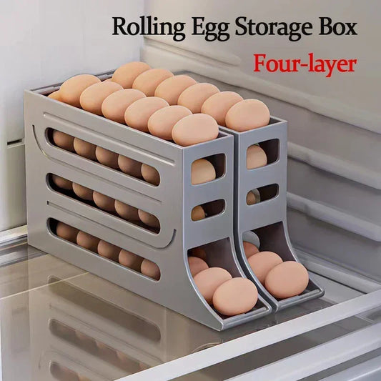 Egg Storage Refrigerator Box 4 Layers Automatic Rolling Egg Dispenser