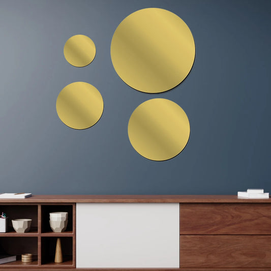 3D Round Mirror Wall Stickers - DIY Tiles  - 6-1  30-10cm