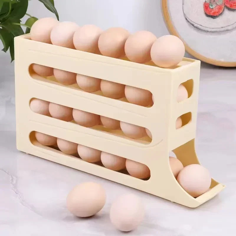 Egg Storage Refrigerator Box 4 Layers Automatic Rolling Egg Dispenser