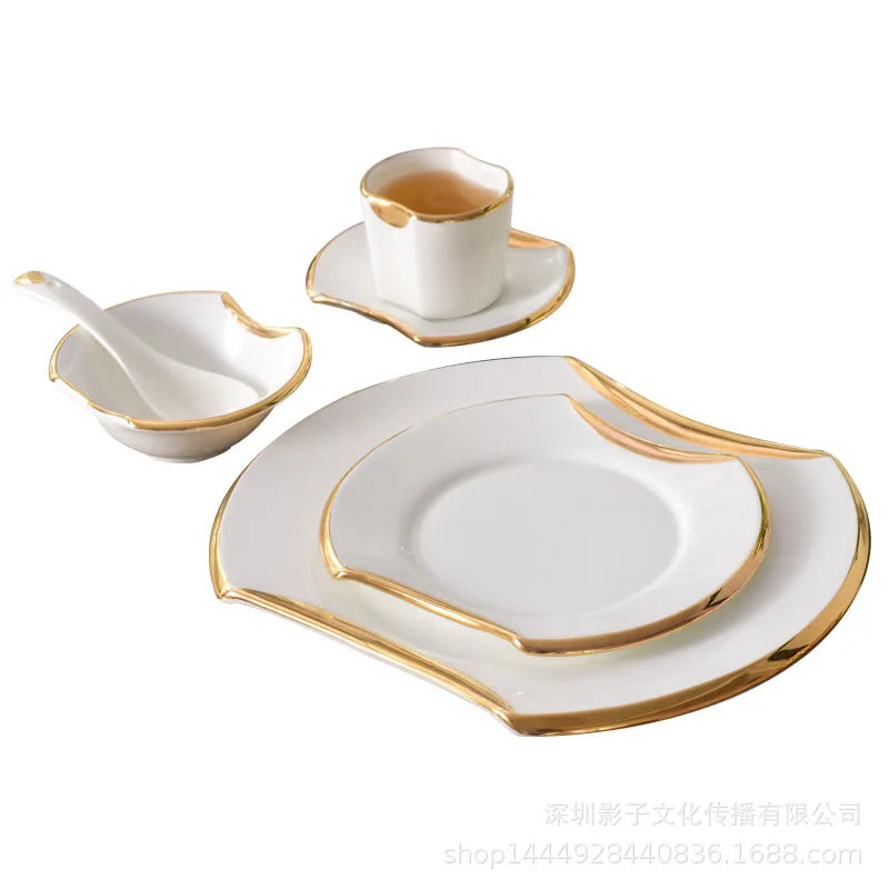 DISHES - Creative Gilded Porcelain Tableware  Plates & Bowls