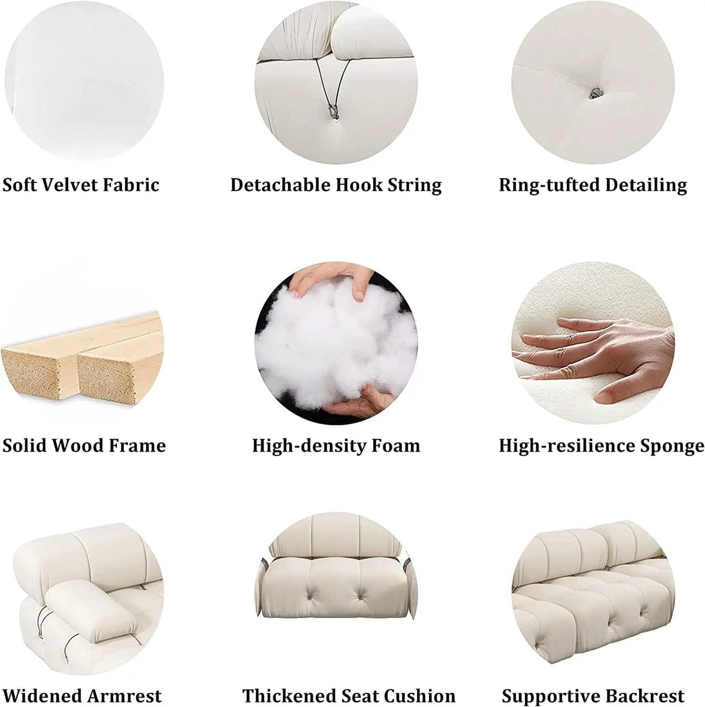 104" Minimalist Convertible Couches 3 Seats
