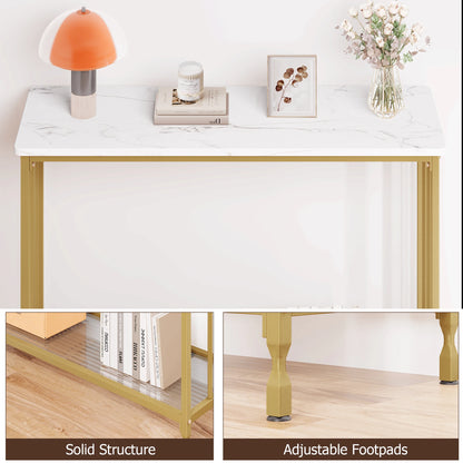 Multi-Function Table:  Console Table,  Sofa Tables , Narrow Entryway Table with Glass Shelf,  Behind Couch Table for Living Room