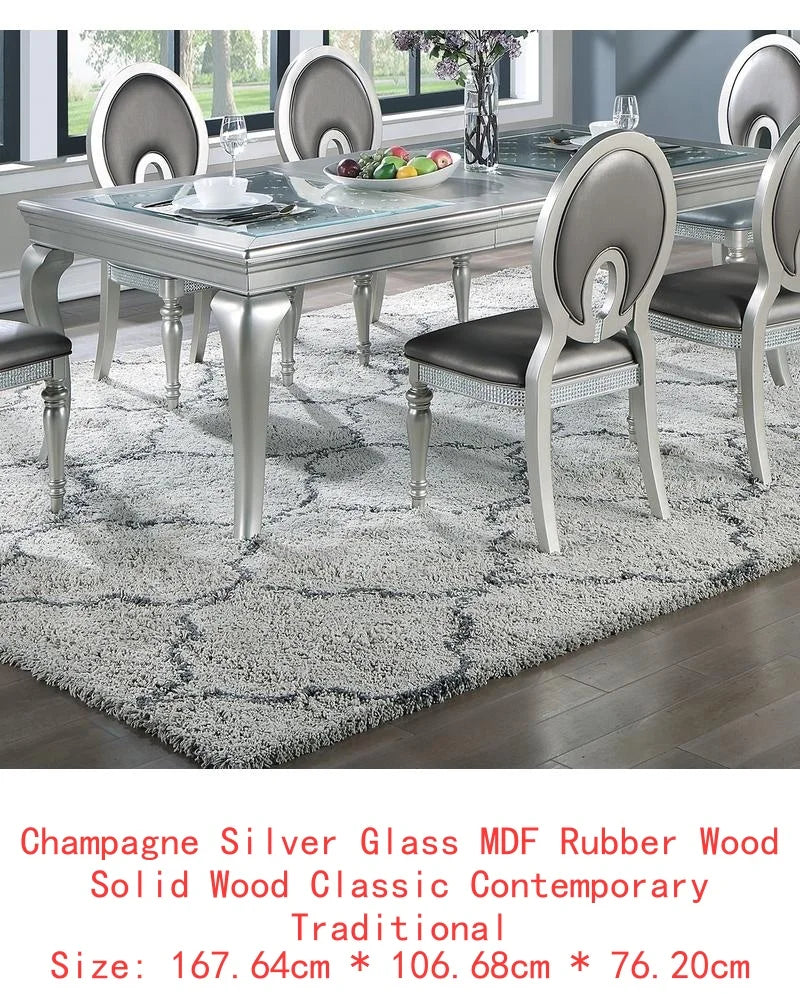 7pc Glass Rect.  Dining Room Set w/ 6 Chairs