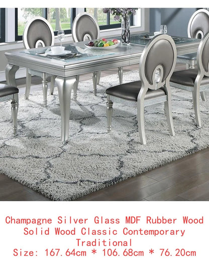 7pc Glass Rect.  Dining Room Set w/ 6 Chairs