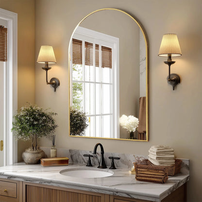26"x38" Arched Metal Wall Framed Mirror