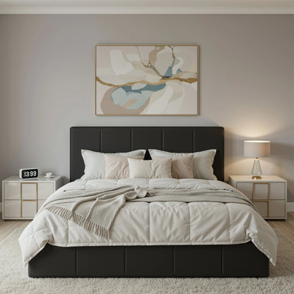 Dutch Velvet Platform Bed Frame -  Full/Queen/King Size  
 No Box Spring Needed