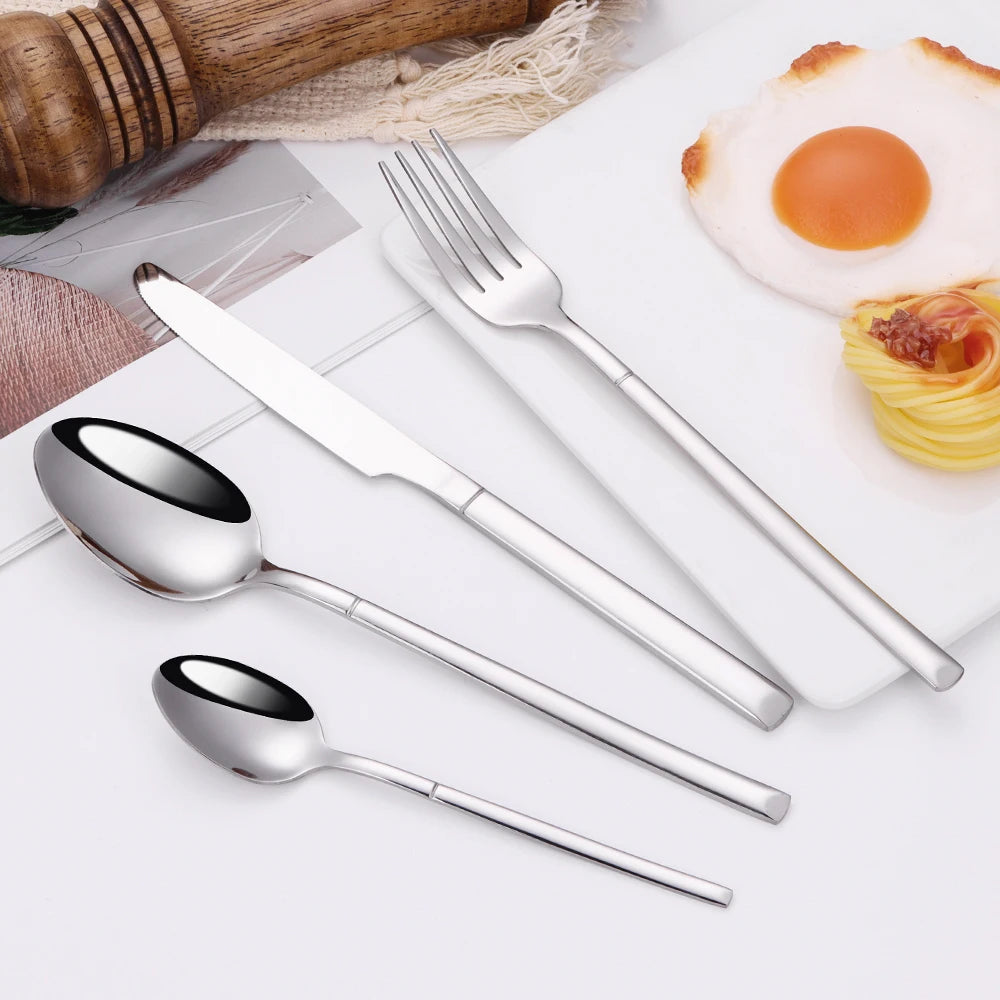 SIlverware Set in 4/6/16/24 Pcs Elegant High Polish Stainless Steel Cutlery Set