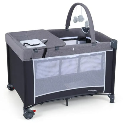 Pack and Play ; Travel Crib;  Bassinet Bed for Baby with Changing Table Safety Belt