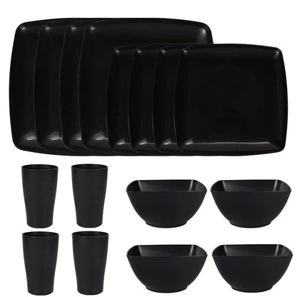 16/32Pcs Plastic Dinnerware Set -DurableDishwasher Safe Microwave Safe