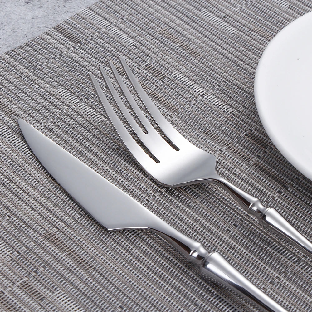 6/16/24Pcs Sliver Tableware Stainless Steel Cutlery