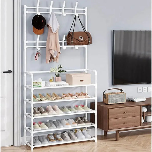 Multi Layer Storage - Hat rack, metal hook with 8 double hooks, space saving storage solution
