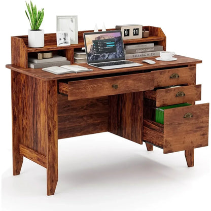 Computer Desk with 4 Drawers & Hutch
