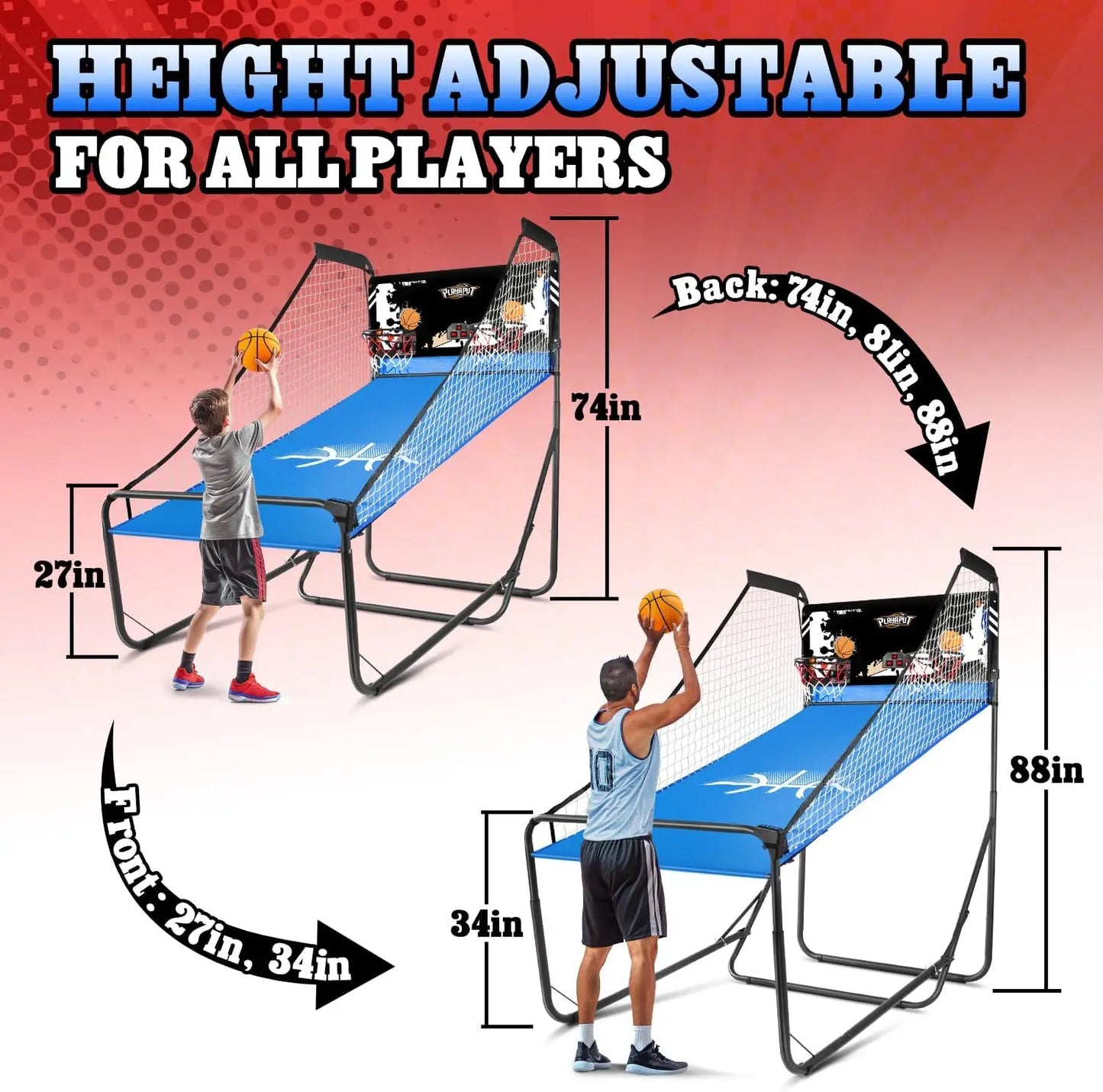 BASKETBALL GAME
Adjustable  BasketBall Arcade Game with 8 Modes and LED Display,