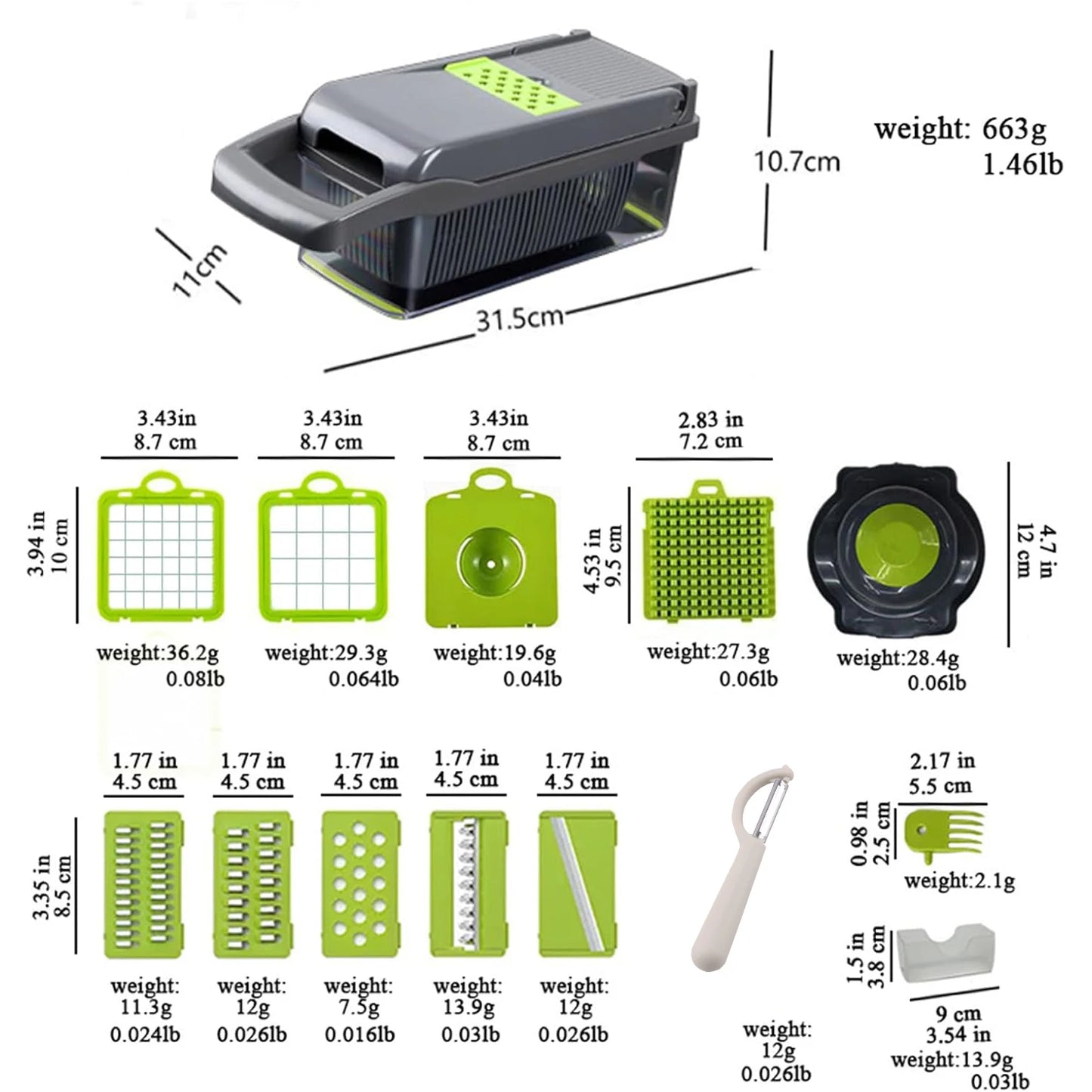 Kitchen professional chopper/slicer, multifunctional blades and slicers