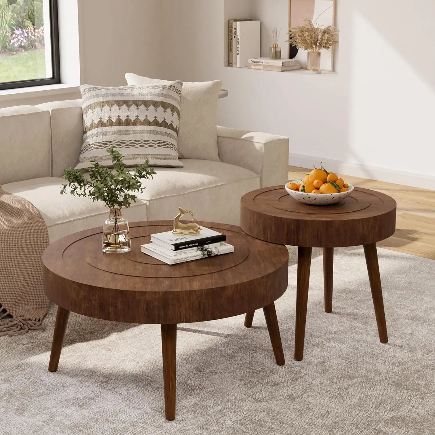 Modern Round Coffee Table & Side Table Set,