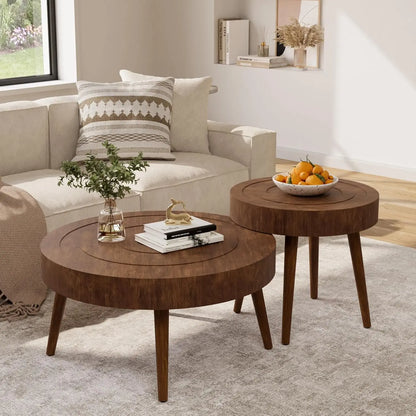 Modern Round Coffee Table & Side Table Set,