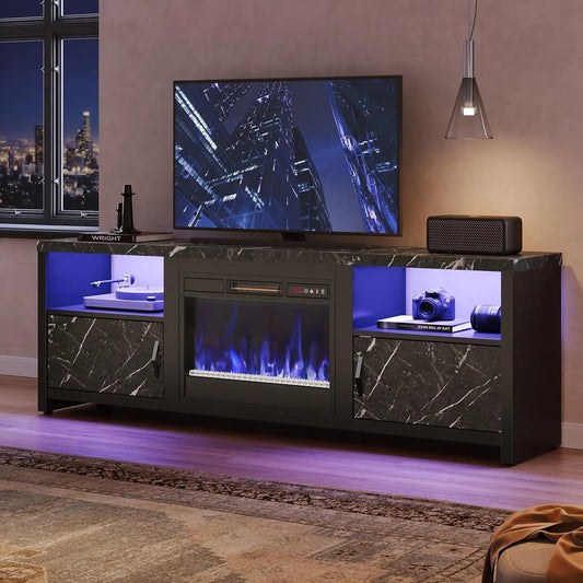 Modern Entertainment Center with an ELECTRIC FIREPLACE and TV STAND  -(Holds a TV up to  75", )