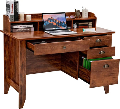 Computer Desk with 4 Drawers & Hutch