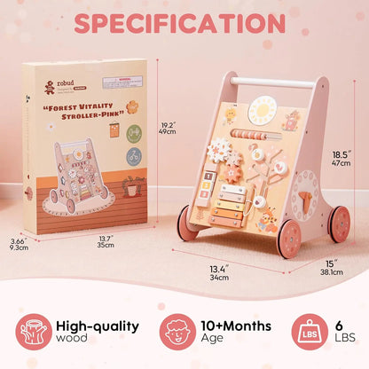 Wooden Baby Walker with Wheels Montessori Push Toys for Babies Learning to Walk Baby Walkers Activity Center
