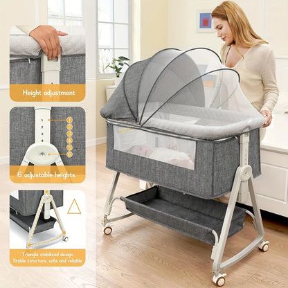 3 in 1 Bassinet Bedside Sleeper with Wheels