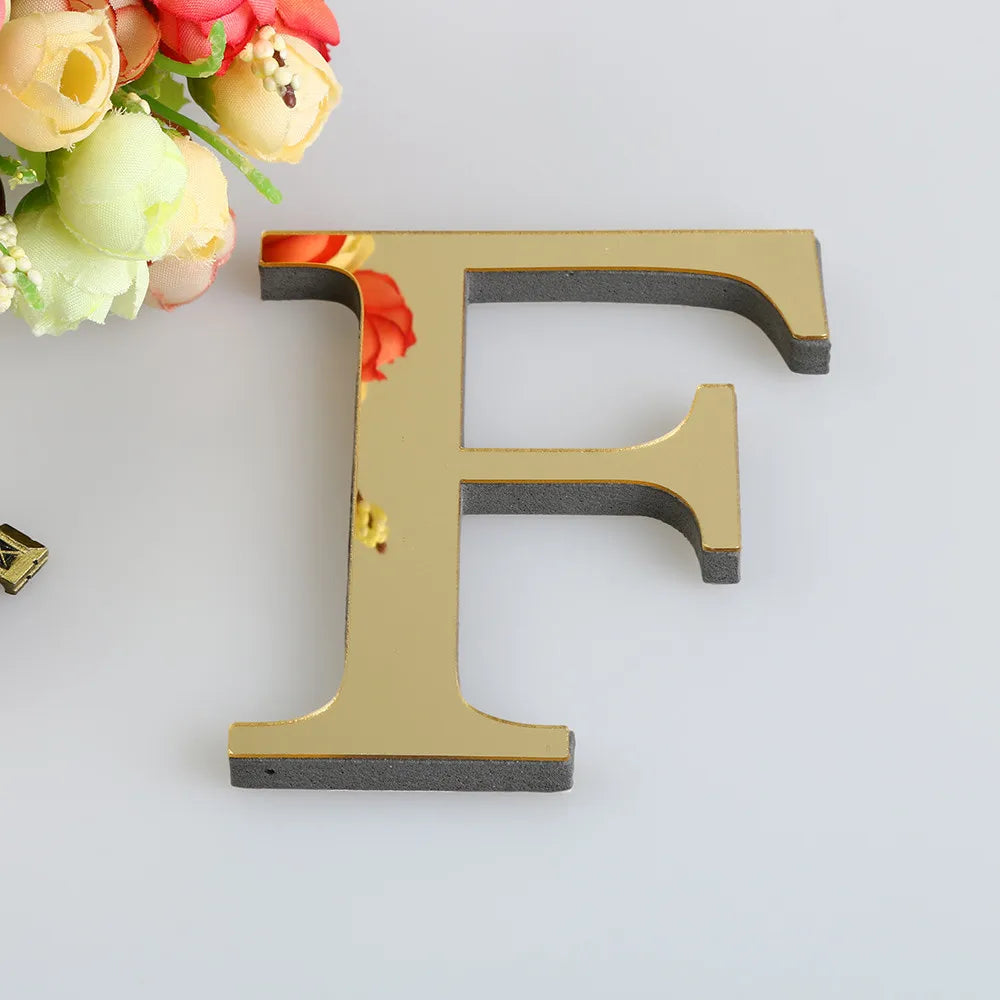 LETTERS
10CM 26 English Wall Sticker 3D Mirror Acrylic Gold Wall Sticker Decals Self-Adhesive