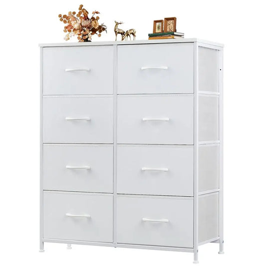 Dresser with 8 Drawers Wooden Top and Metal Frame
