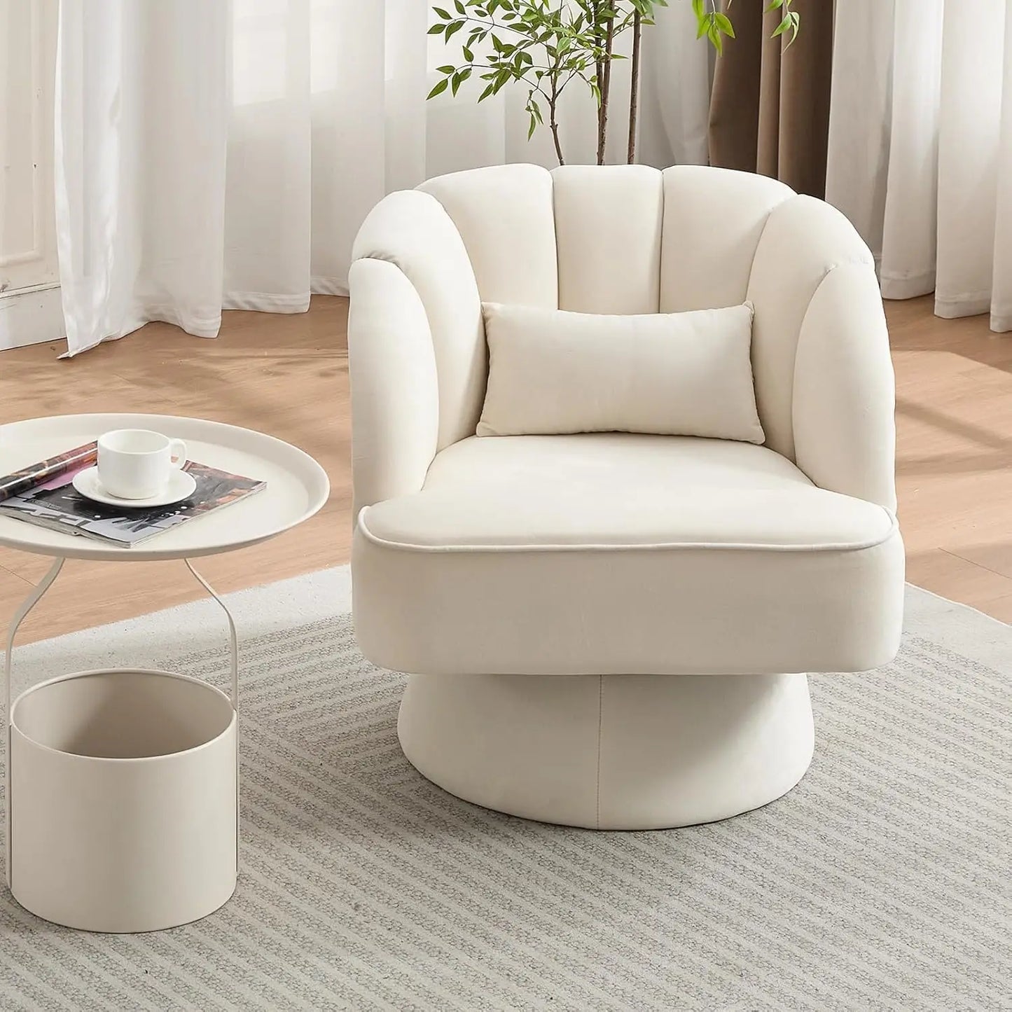 360° Swivel Barrel Round Accent Armchairs