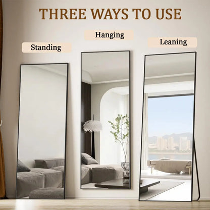 Full Length Floor Mirror with Stand, Leaning, Standing or Hanging
