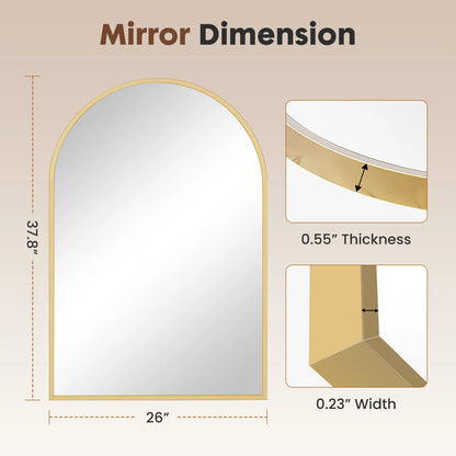 26"x38" Arched Metal Wall Framed Mirror