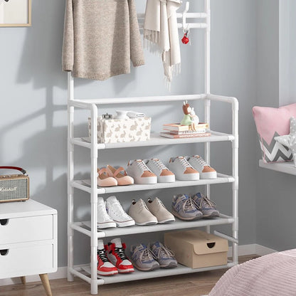 Multi Layer Storage - Hat rack, metal hook with 8 double hooks, space saving storage solution
