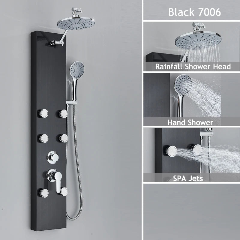 Luxury LED Spa Massage Jet Shower Head & Panel