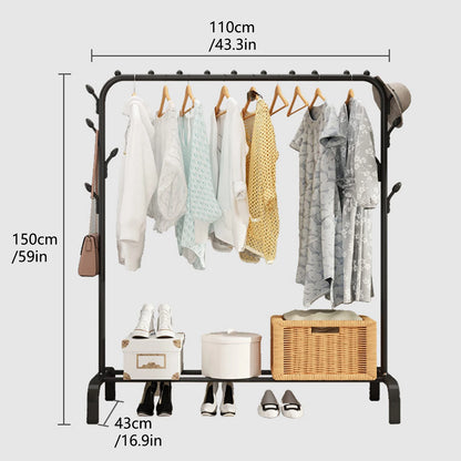 Telescopic Heavy-Duty Movable Metal Garment Movable Clothes Rack