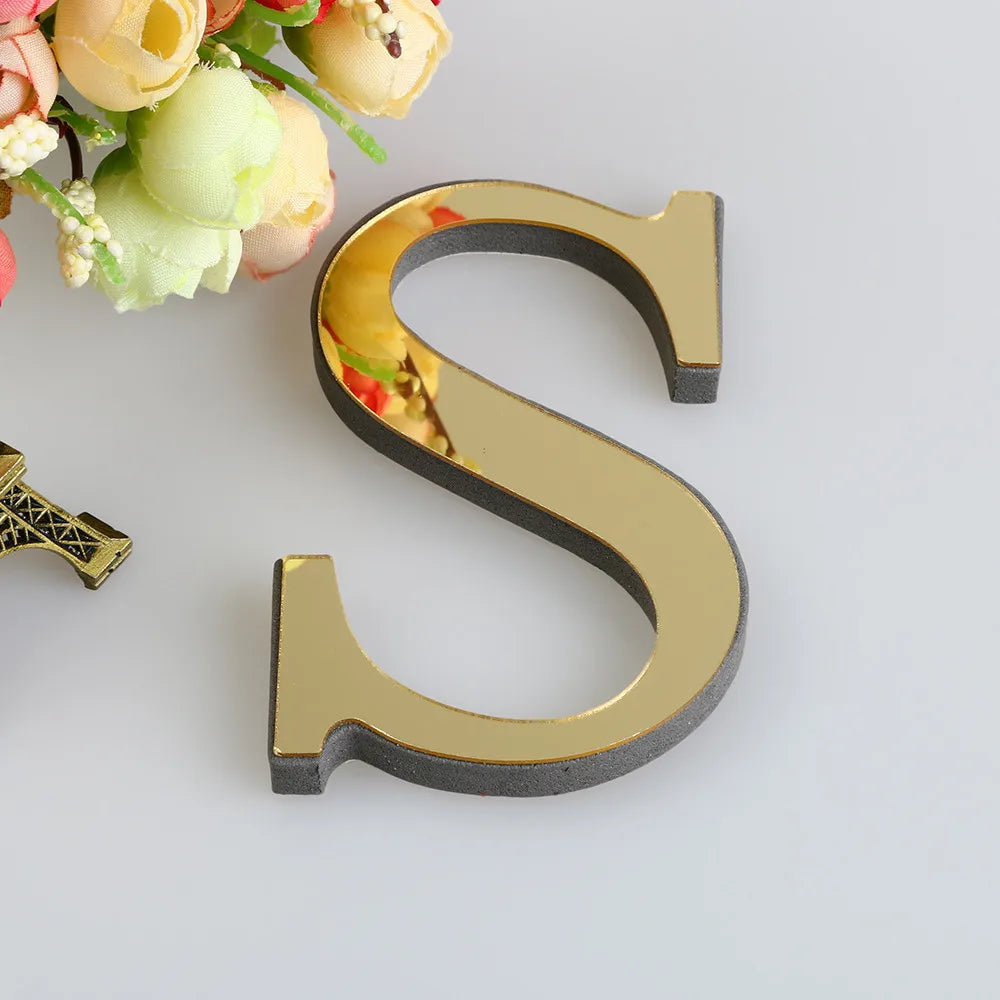 LETTERS
10CM 26 English Wall Sticker 3D Mirror Acrylic Gold Wall Sticker Decals Self-Adhesive