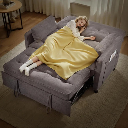 Convertible Sofa Bed, 3 in 1 Pull Out Couch, Loveseat Sleeper with Side Pocket