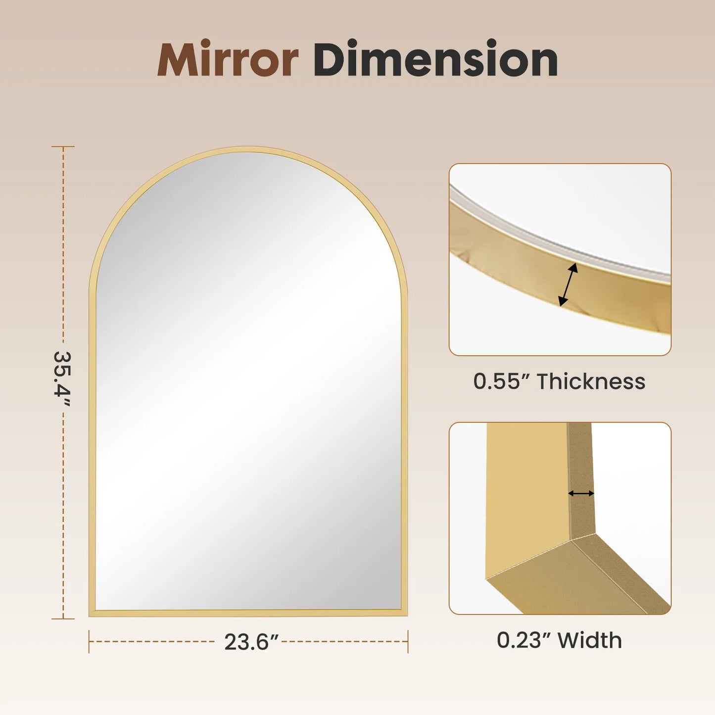 26"x38" Arched Metal Wall Framed Mirror
