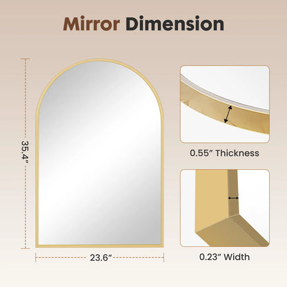 26"x38" Arched Metal Wall Framed Mirror