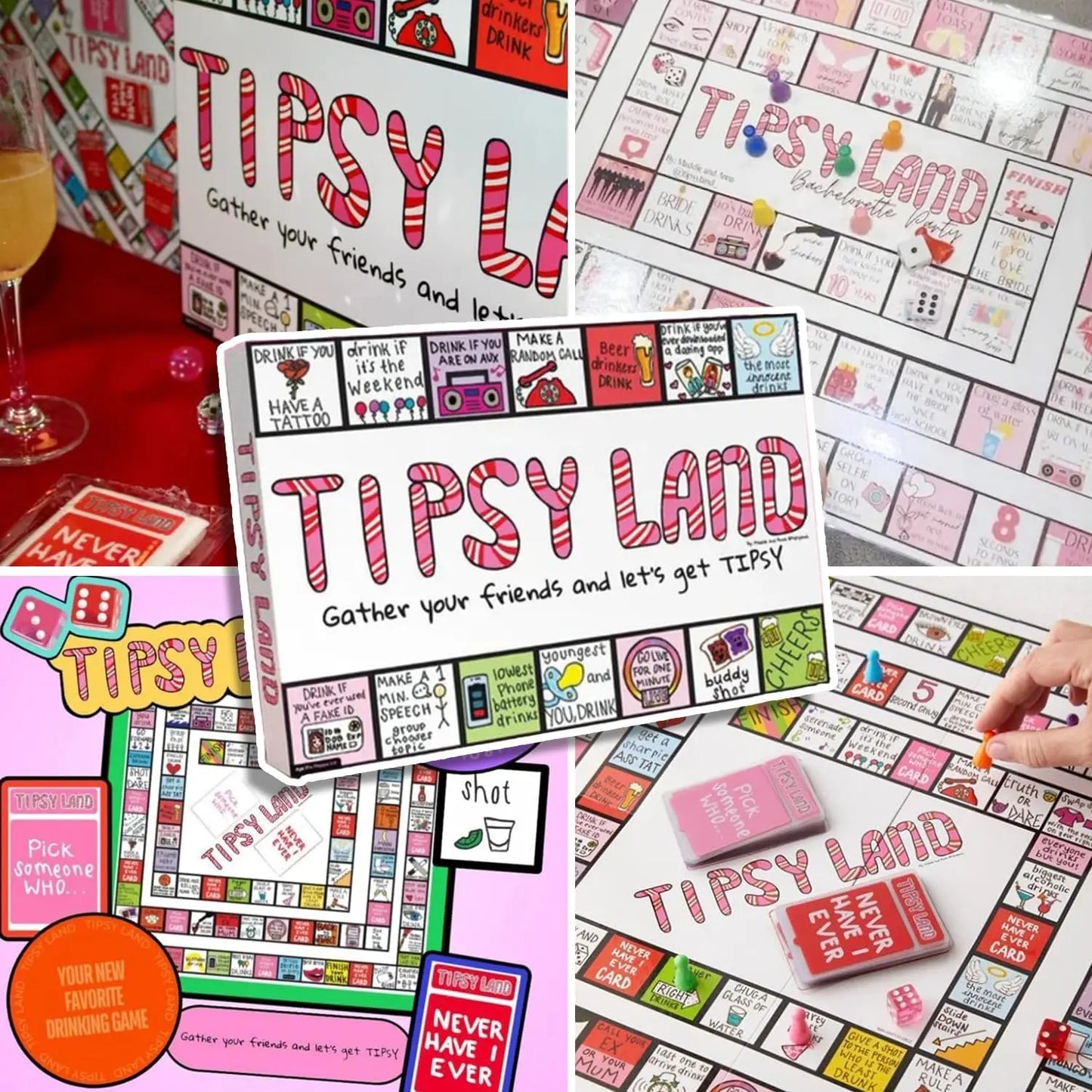 Tipsy Land Adult Party Game - Board Game for Singles; Girls' Nights; & Holiday Celebrations - Fun Drinking Challenges